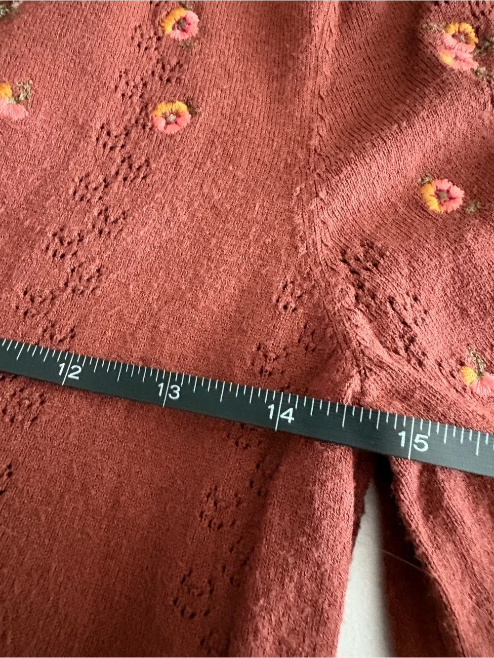 Medium Intimately Free People Rust Colored Floral Embroidered Crop Long Sleeve